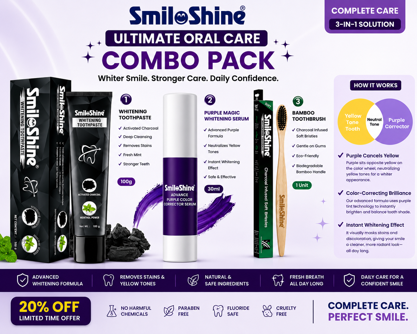 SMILOSHINE® Complete Teeth Whitening Combo Kit.
