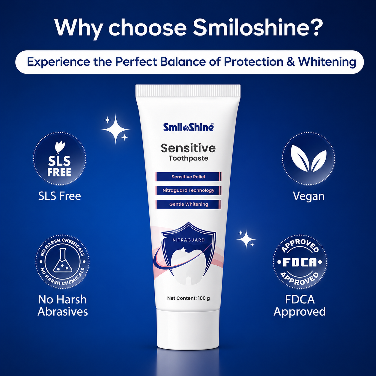 SmiloShine Sensitivity Toothpaste with Nitraguard Technology