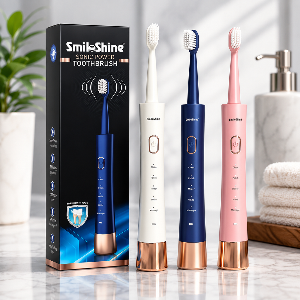SmiloShine® Sonic Power ToothBrush with Extra Bristle Head