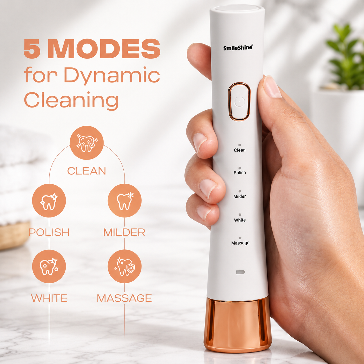 SmiloShine® Sonic Power ToothBrush with Extra Bristle Head